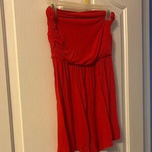 Red Strapless Romper